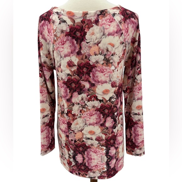 Soft Surroundings Purple Floral Lightweight Crew Neck Sweater Small Cottagecore - Picture 3 of 4